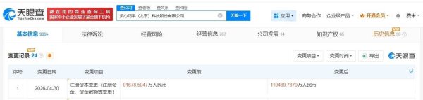 灵心巧手增资至11亿