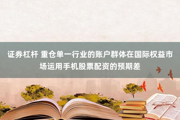 证券杠杆 重仓单一行业的账户群体在国际权益市场运用手机股票配资的预期差