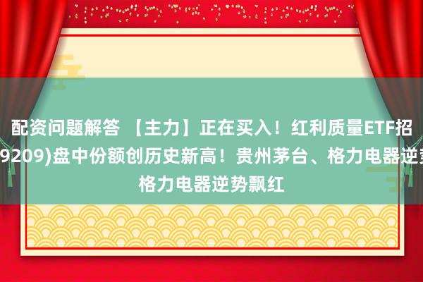 配资问题解答 【主力】正在买入！红利质量ETF招商(159209)盘中份额创历史新高！贵州茅台、格力电器逆势飘红
