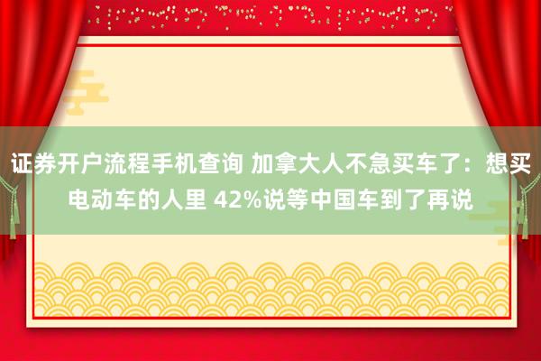 证券开户流程手机查询 加拿大人不急买车了：想买电动车的人里 42%说等中国车到了再说